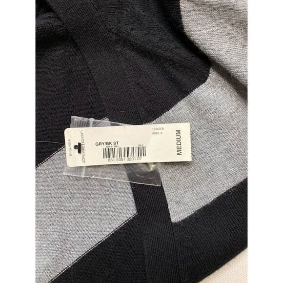 Worthington‎ Black Gray Stripe Light Weight Cardigan Button Down Sz Medium NEW - Picture 6 of 8